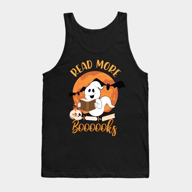 Read More Books Halloween Cute Ghost Boo Librarian Teacher, read more boooooks Tank Top by chidadesign